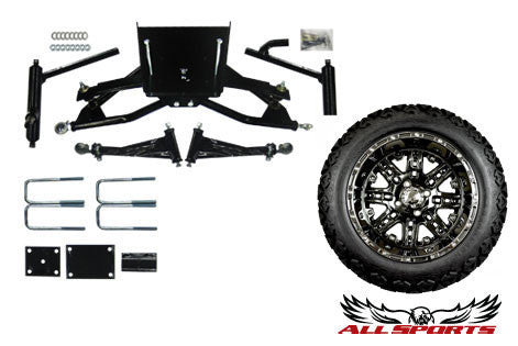 Club Car DS Super Sport 4" or 6" w/ 14" Black Chrome Megastar on Backlash X